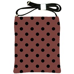 Large Black Polka Dots On Bole Brown - Shoulder Sling Bag by FashionLane