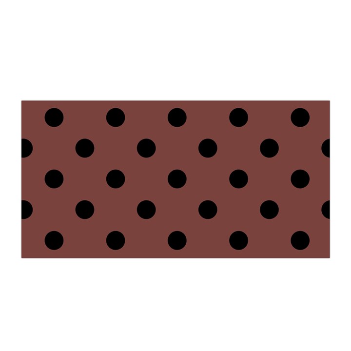 Large Black Polka Dots On Bole Brown - Satin Wrap