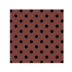 Large Black Polka Dots On Bole Brown - Small Satin Scarf (square) by FashionLane