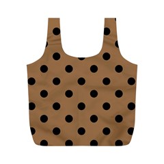 Large Black Polka Dots On Bone Brown - Full Print Recycle Bag (m) by FashionLane