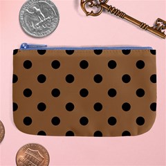 Large Black Polka Dots On Bone Brown - Large Coin Purse by FashionLane