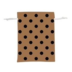 Large Black Polka Dots On Bone Brown - Lightweight Drawstring Pouch (s) by FashionLane