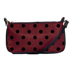 Large Black Polka Dots On Brandy Brown - Shoulder Clutch Bag by FashionLane