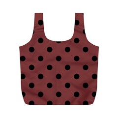 Large Black Polka Dots On Brandy Brown - Full Print Recycle Bag (m) by FashionLane