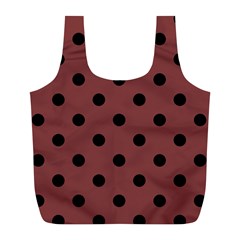 Large Black Polka Dots On Brandy Brown - Full Print Recycle Bag (l) by FashionLane