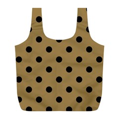 Large Black Polka Dots On Bronze Mist - Full Print Recycle Bag (l) by FashionLane