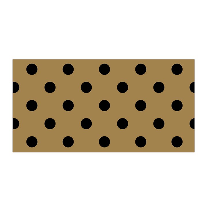 Large Black Polka Dots On Bronze Mist - Satin Wrap