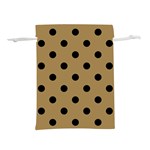 Large Black Polka Dots On Bronze Mist - Lightweight Drawstring Pouch (L) Back