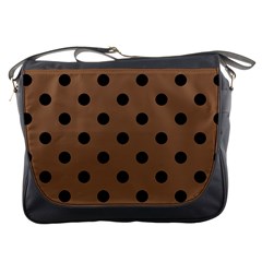 Large Black Polka Dots On Brown Bear - Messenger Bag by FashionLane