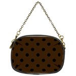 Large Black Polka Dots On Brunette Brown - Chain Purse (Two Sides) Front