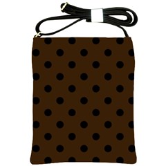 Large Black Polka Dots On Brunette Brown - Shoulder Sling Bag by FashionLane