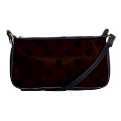 Large Black Polka Dots On Brunette Brown - Shoulder Clutch Bag by FashionLane