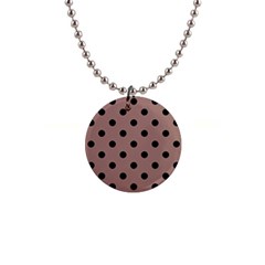 Large Black Polka Dots On Burnished Brown - 1  Button Necklace by FashionLane