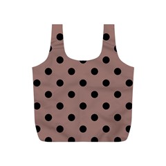 Large Black Polka Dots On Burnished Brown - Full Print Recycle Bag (s) by FashionLane