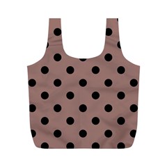 Large Black Polka Dots On Burnished Brown - Full Print Recycle Bag (m) by FashionLane