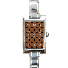 Large Black Polka Dots On Caramel Cafe Brown - Rectangle Italian Charm Watch by FashionLane