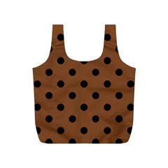 Large Black Polka Dots On Caramel Cafe Brown - Full Print Recycle Bag (s) by FashionLane