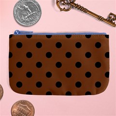 Large Black Polka Dots On Caramel Cafe Brown - Large Coin Purse by FashionLane