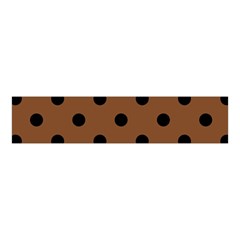 Large Black Polka Dots On Caramel Cafe Brown - Velvet Scrunchie by FashionLane