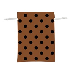 Large Black Polka Dots On Caramel Cafe Brown - Lightweight Drawstring Pouch (m) by FashionLane