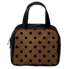 Large Black Polka Dots On Coyote Brown - Classic Handbag (one Side) by FashionLane