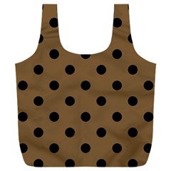 Large Black Polka Dots On Coyote Brown - Full Print Recycle Bag (xxxl) by FashionLane