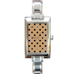 Large Black Polka Dots On Pale Brown - Rectangle Italian Charm Watch Front