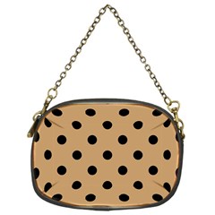 Large Black Polka Dots On Pale Brown - Chain Purse (one Side) by FashionLane