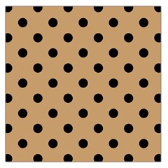 Large Black Polka Dots On Pale Brown - Large Satin Scarf (square) by FashionLane