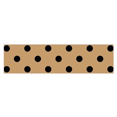 Large Black Polka Dots On Pale Brown - Satin Scarf (oblong) by FashionLane