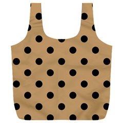 Large Black Polka Dots On Pale Brown - Full Print Recycle Bag (xxl) by FashionLane