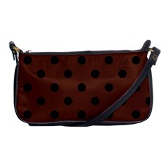 Large Black Polka Dots On Emperador Brown - Shoulder Clutch Bag by FashionLane