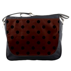 Large Black Polka Dots On Emperador Brown - Messenger Bag by FashionLane