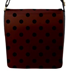 Large Black Polka Dots On Emperador Brown - Flap Closure Messenger Bag (s) by FashionLane