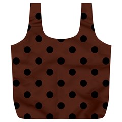 Large Black Polka Dots On Emperador Brown - Full Print Recycle Bag (xl) by FashionLane