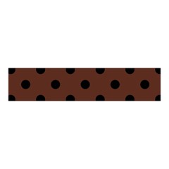 Large Black Polka Dots On Emperador Brown - Velvet Scrunchie by FashionLane