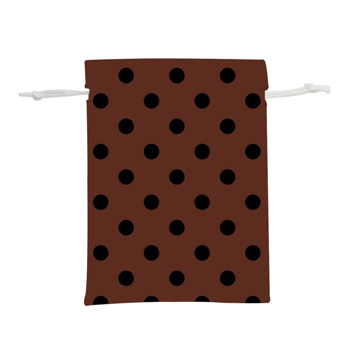 Large Black Polka Dots On Emperador Brown - Lightweight Drawstring Pouch (L)