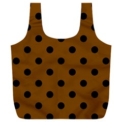 Large Black Polka Dots On Just Brown - Full Print Recycle Bag (xxxl) by FashionLane