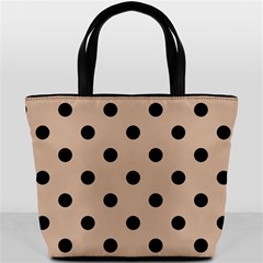 Large Black Polka Dots On Toasted Almond Brown - Bucket Bag by FashionLane