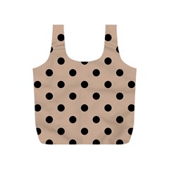 Large Black Polka Dots On Toasted Almond Brown - Full Print Recycle Bag (s) by FashionLane