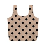 Large Black Polka Dots On Toasted Almond Brown - Full Print Recycle Bag (M) Back