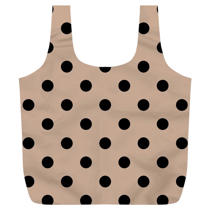 Large Black Polka Dots On Toasted Almond Brown - Full Print Recycle Bag (XL)