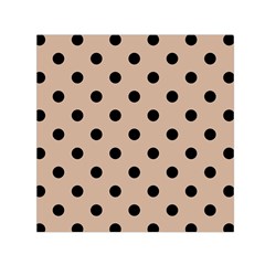 Large Black Polka Dots On Toasted Almond Brown - Small Satin Scarf (square) by FashionLane