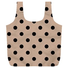 Large Black Polka Dots On Toasted Almond Brown - Full Print Recycle Bag (xxl) by FashionLane