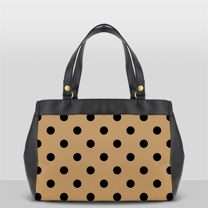 Large Black Polka Dots On Wood Brown - Oversize Office Handbag