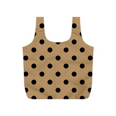 Large Black Polka Dots On Wood Brown - Full Print Recycle Bag (s) by FashionLane