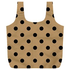 Large Black Polka Dots On Wood Brown - Full Print Recycle Bag (xxl) by FashionLane