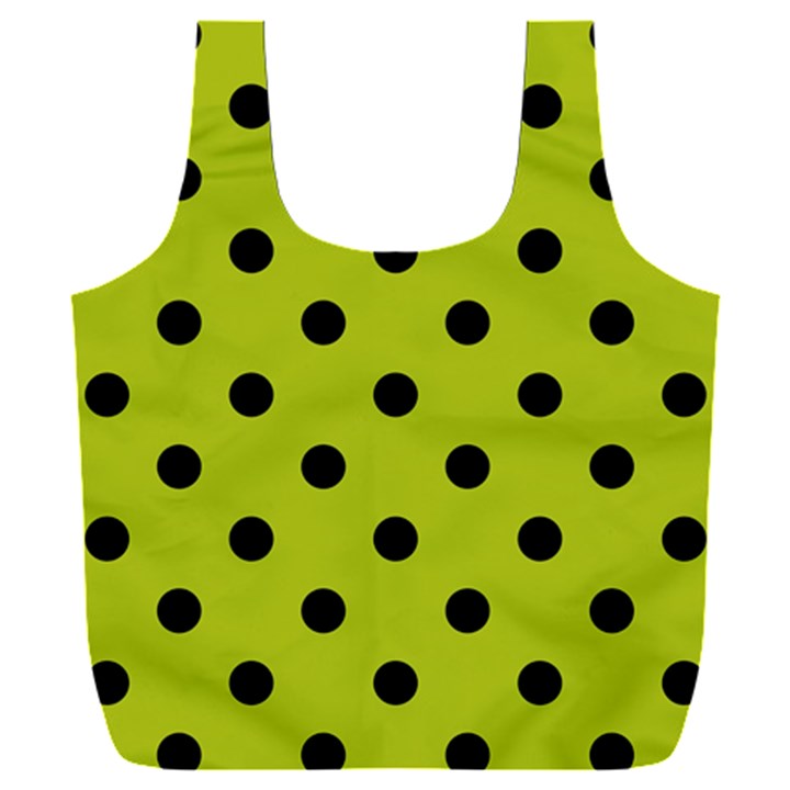 Large Black Polka Dots On Acid Green - Full Print Recycle Bag (XXL)