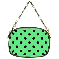 Large Black Polka Dots On Algae Green - Chain Purse (one Side) by FashionLane