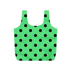 Large Black Polka Dots On Algae Green - Full Print Recycle Bag (s) by FashionLane